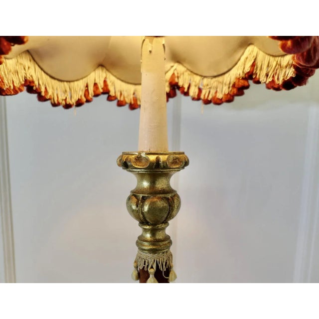 Charming Little French Boudoir Floor Lamp This is a delightful little piece, in plumb velvet and gold and with its...