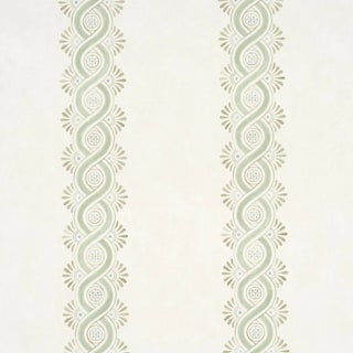 Schumacher Leonidis Stripe Wallpaper In Green For Sale