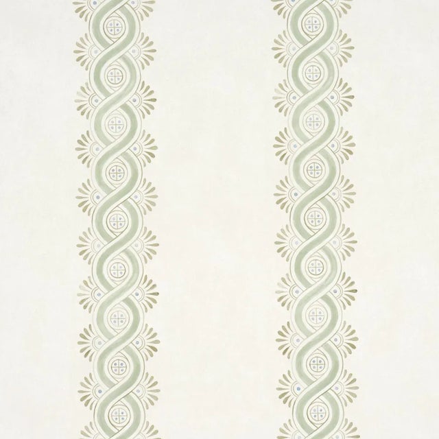Schumacher Leonidis Stripe Wallpaper In Green For Sale