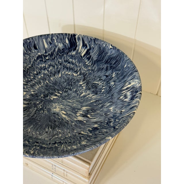 Blue Signed Christine Jouval Blue Aptware Serving Bowl For Sale - Image 8 of 14