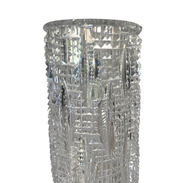 Signed Vladimír Žahour Monumental Hand Cut Czech Crystal Vase, 13.75” For Sale - Image 11 of 11