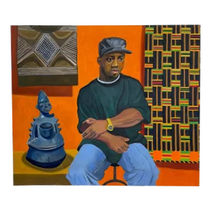 2004 “Young Man on Orange” Portrait Oil Painting by Mary Alice Copp -