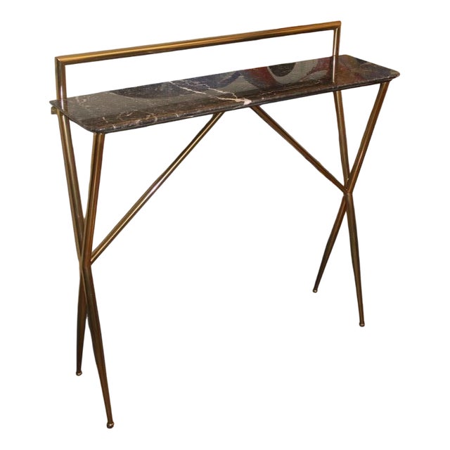 Small Console Table in Brass and Marble, Italy, 1950s For Sale