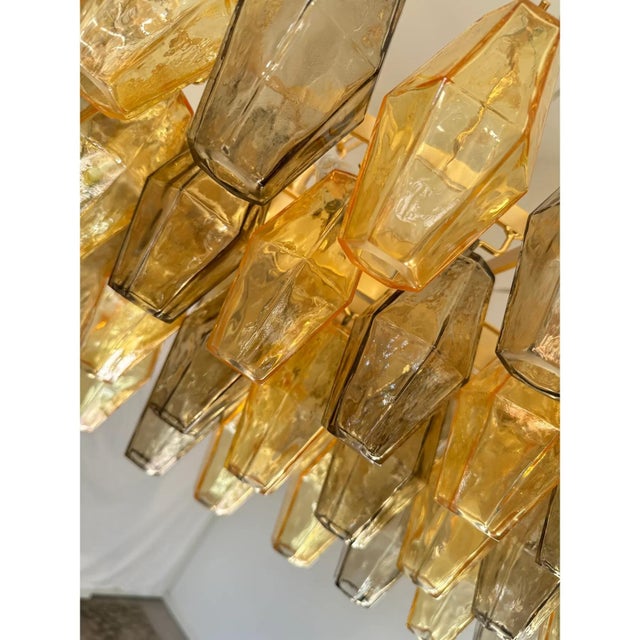 Early 21st Century Amber and Fumè Poliedri Murano Glass Chandelier in Venini Style by Simoeng for Simoeng For Sale - Image 5 of 8