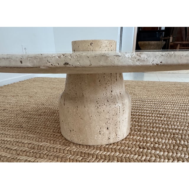 Round Travertine Coffee Table, 1970s For Sale - Image 9 of 11