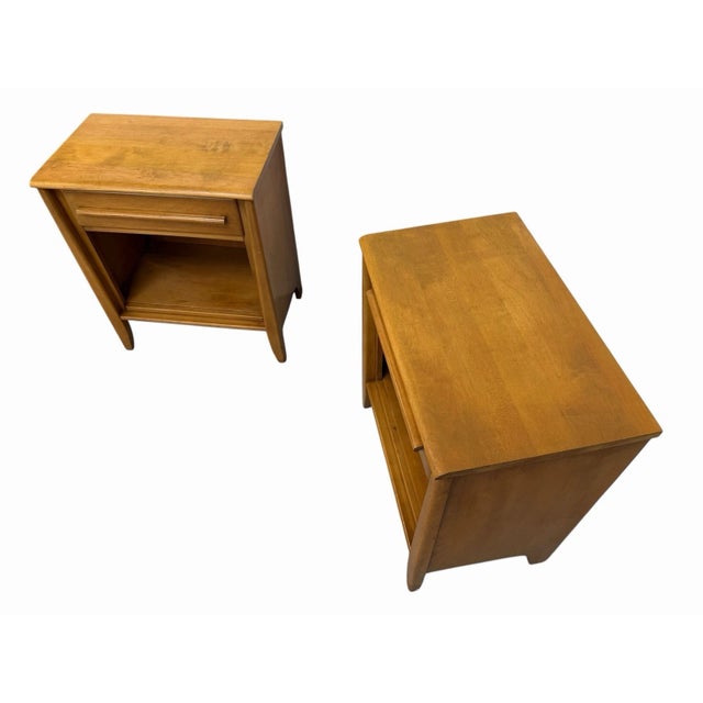 Mid-Century Modern Mid-Century Modern Heywood Wakefield Style Nightstands - Set of 2 For Sale - Image 3 of 8