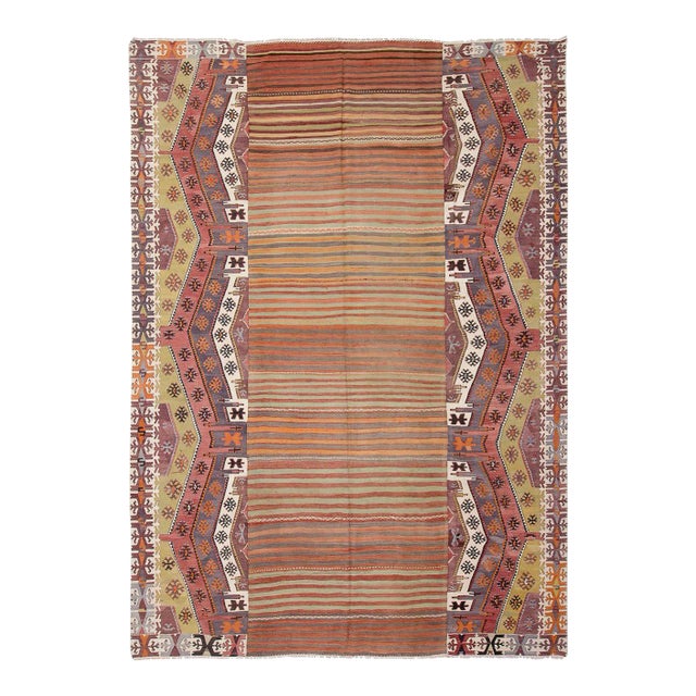 Unique Large Vintage Turkish Kilim Rug For Sale