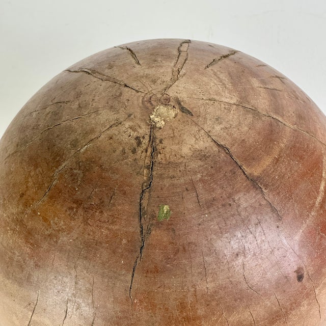 Set of 3 Large Vintage Turned Wood Balls in 3 Sizes Circa Mid Century Modern, Sculptural Objects For Sale - Image 12 of 18