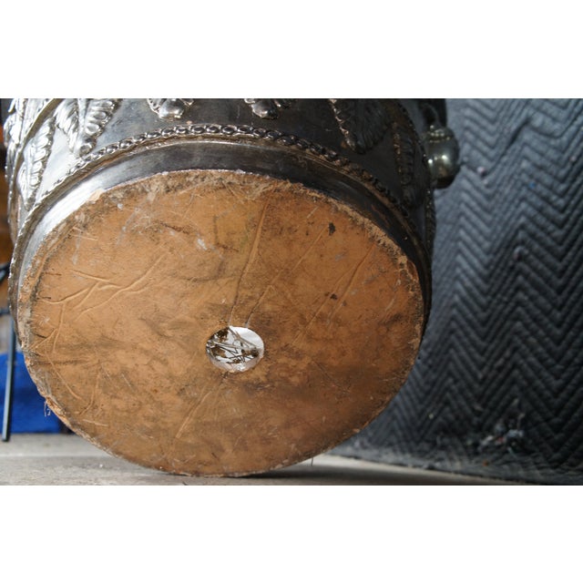 Late 20th Century Italian Neoclassical Figural Acanthus Silver Terracotta Garden Planter 26" For Sale - Image 13 of 13