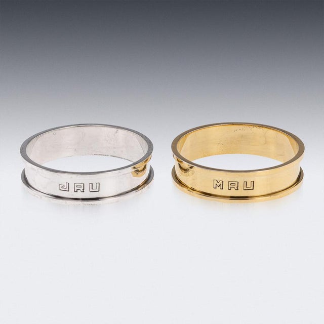 1960s Mid 20th Century French Silver Gilt Napkin Rings from Hermès, 1960s, Set of 2 For Sale - Image 5 of 10