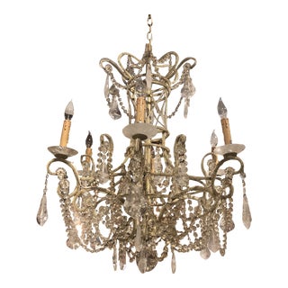 1990s Italian 6-Light Chandelier in Ivory Finish For Sale