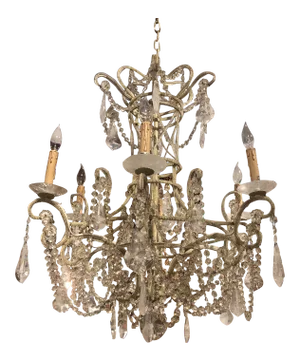 1990s Italian 6-Light Chandelier in Ivory Finish