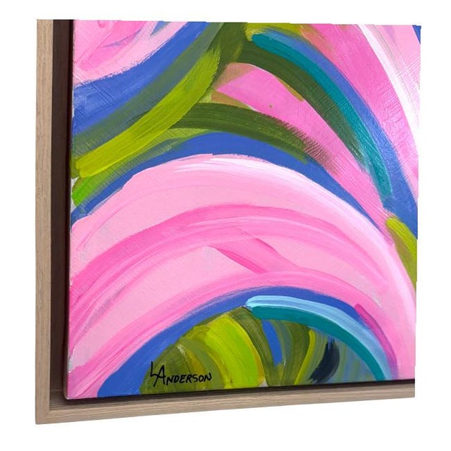 Wood "Happy Flamingos” by Lori Anderson Original Acrylic on Canvas For Sale - Image 7 of 8