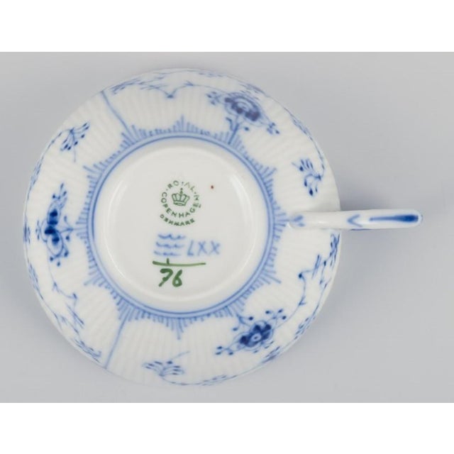 1970s Blue Fluted Plain Tea Cups with Saucers from Royal Copenhagen, 1970s, Set of 6 For Sale - Image 5 of 9