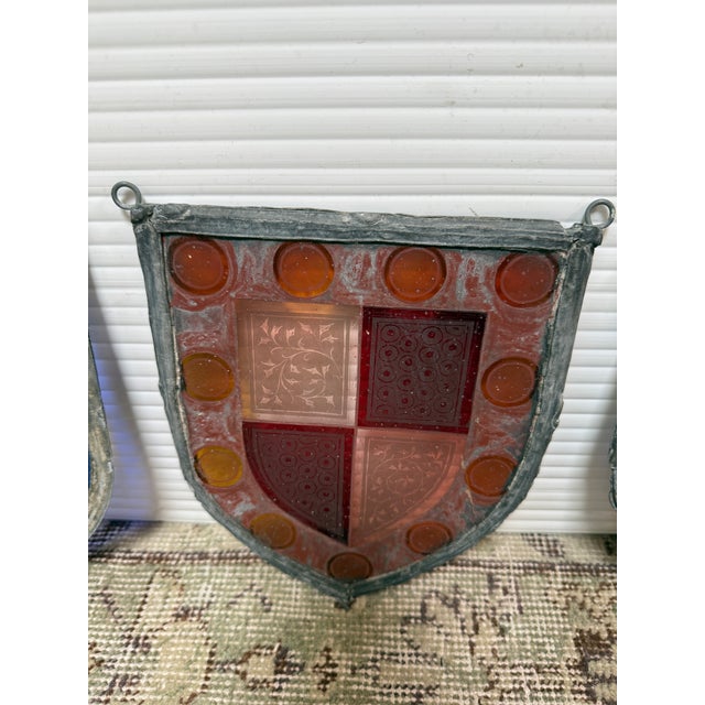 Stained Glass Heraldry Shields, Set of Three For Sale - Image 12 of 12