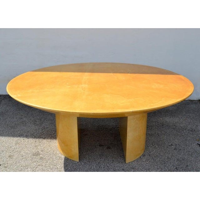 Karl Springer Karl Spring Mid-Century Modern Lacquered Goat Skin Dining, Conference Table 70s For Sale - Image 4 of 14