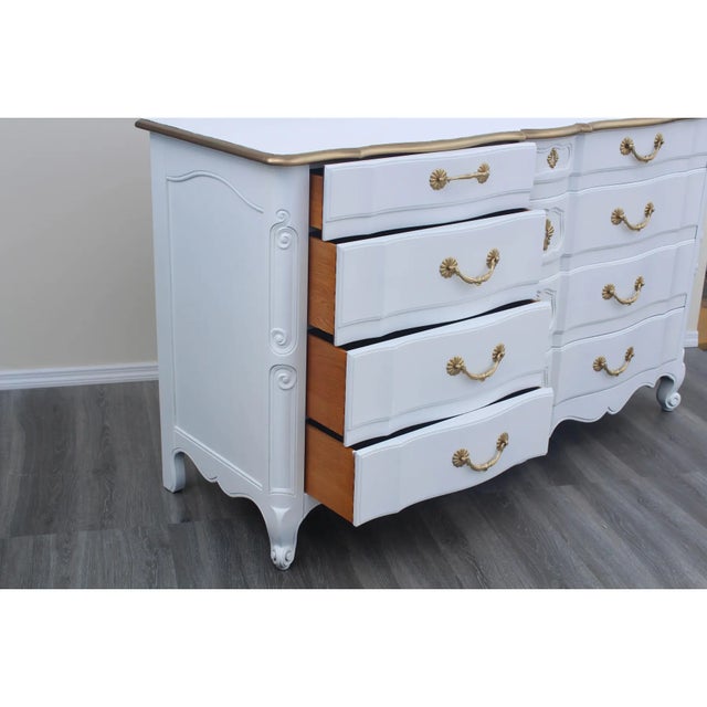 1970's French Style White and Gold Dresser by John Widdicomb For Sale - Image 11 of 12