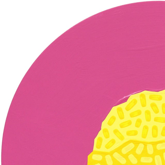 2020s Circle Pink Lemon - Vibrant Abstract Fruit Still Life Painting on Panel - Original Artwork by Will Beger For Sale - Image 5 of 9