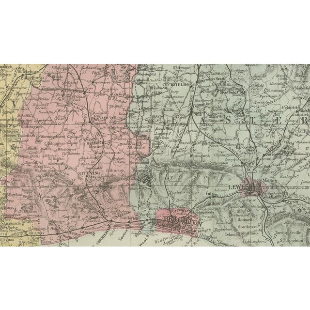 Antique Sussex Map by Edward Weller, 1885 For Sale - Image 9 of 11