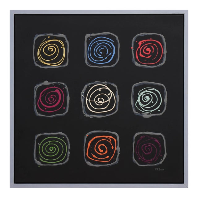 2022 "Rotation" Colorful Abstract Contemporary Painting in a Grid by Winifred Booth For Sale