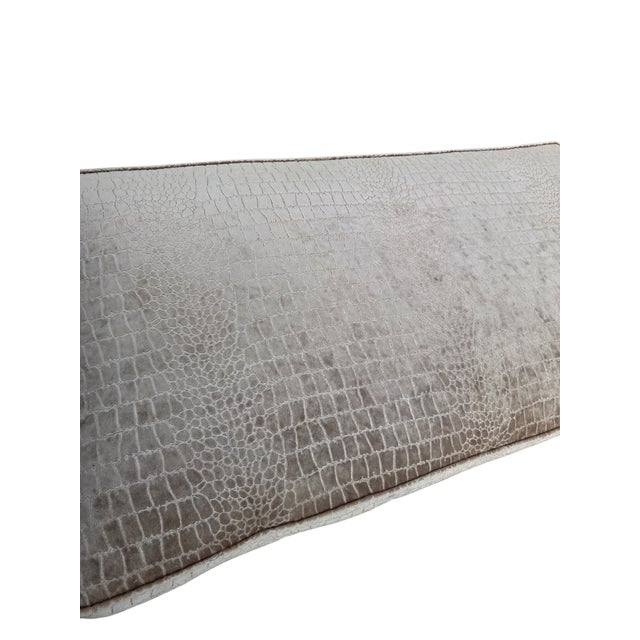 Gray Vintage Oversized Window Bench Settee Alligator Print Paw Feet Attributed to Ralph Lauren For Sale - Image 8 of 18