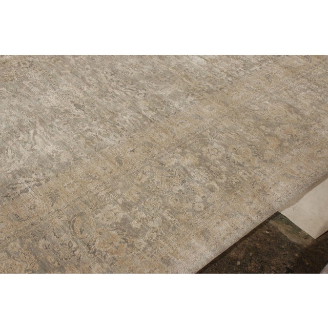 Rug & Kilim’s Transitional Style Rug in an All Over Gray, Beige-Brown Floral Pattern For Sale In New York - Image 6 of 7