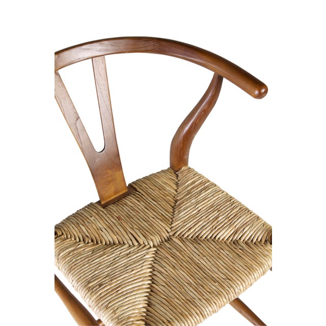 2020s New Handmade Armchair Counter Stool in Mindi Wood and Rattan For Sale - Image 5 of 8