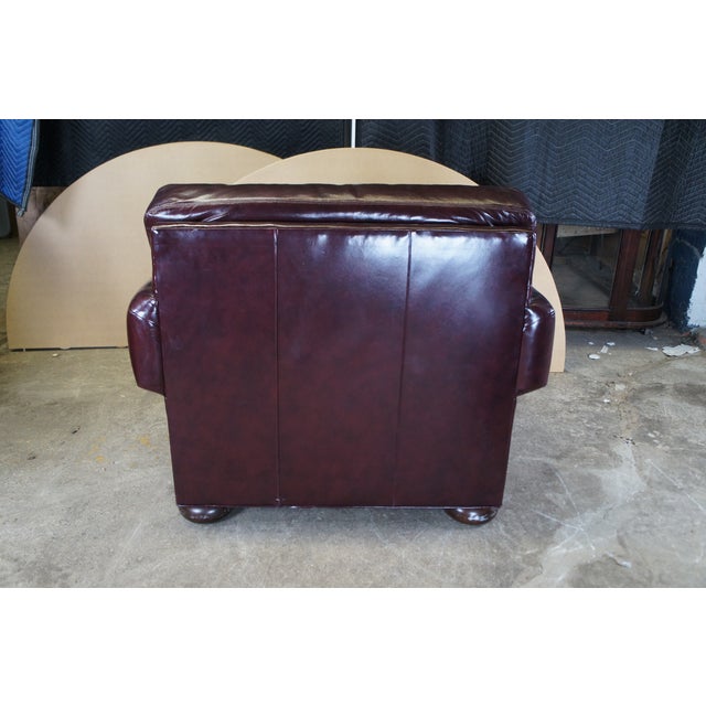 Burgundy Whittemore-Sherrill Burgundy Leather Library Club Chairs & Ottoman Set- 3 Pieces For Sale - Image 8 of 10