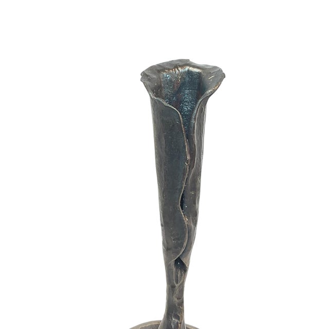 Hand Wrought Iron Calla Lily Candle Holder in the Style of Jack Brubaker For Sale - Image 9 of 10