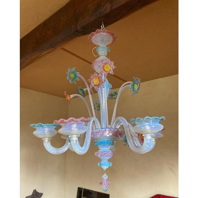 Mid-Century Modern Murano Glass Chandelier, 1950s For Sale - Image 3 of 7