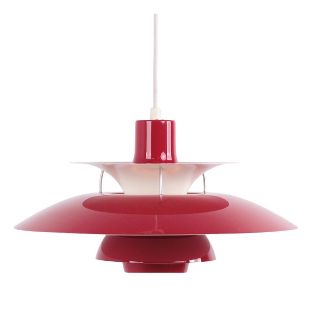 Model PH 5 Pendant in Red Lacquered Metal by Poul Henningsen for Louis Poulsen For Sale