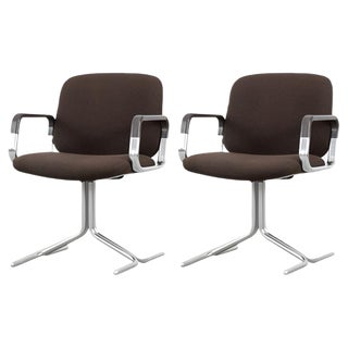 Set of Mid-Century German Modern Brown Aluminum Chairs from Mauser Werke Waldeck, 1970s For Sale