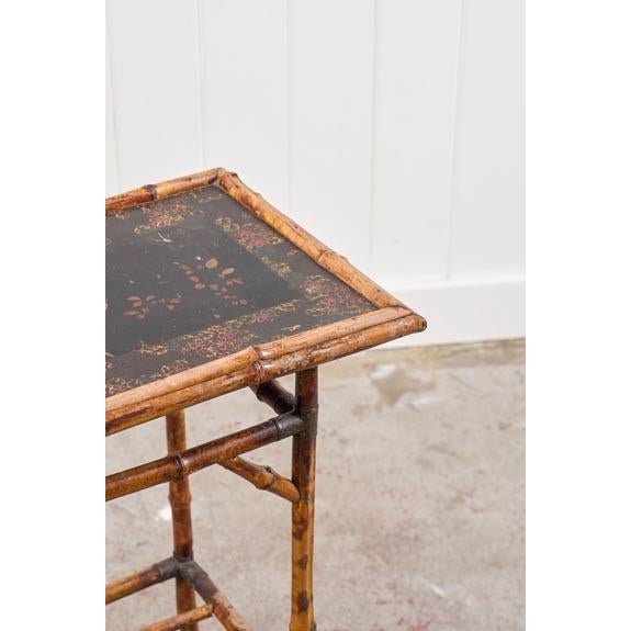 English 19th Century Bamboo Side Table With Lacquered Top For Sale - Image 3 of 7