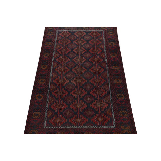 2010s Rug & Kilim’s BaluRug & Kilim’s Baluch Tribal Rug With Burgundy and Navy Blue Geometric Patterns For Sale - Image 5 of 8