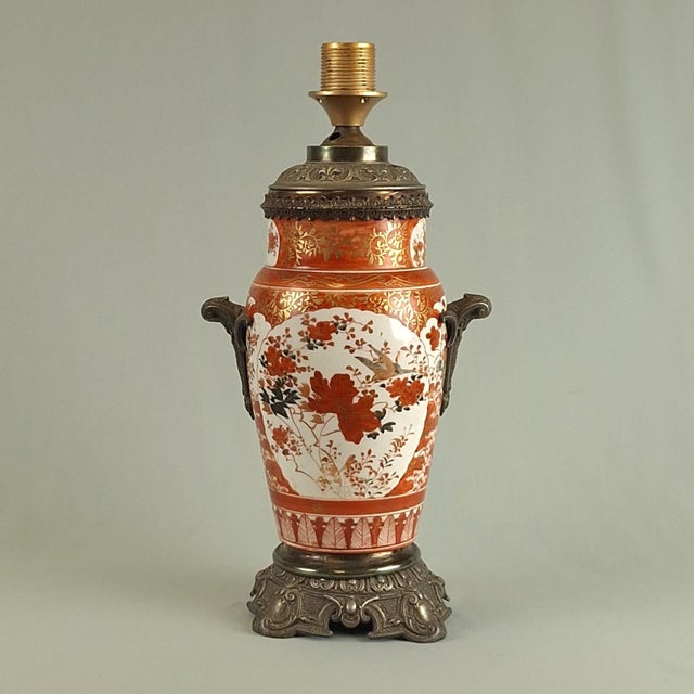 Antique Japanese Kutani Porcelain Vase Table Lamp, 1890s For Sale - Image 3 of 9