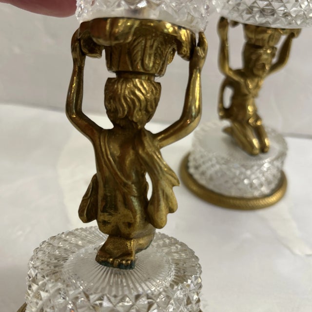 Metal Bronze and Crystal Diamond Pinpoint Pattern Smoke Set 2 Piece's For Sale - Image 7 of 12