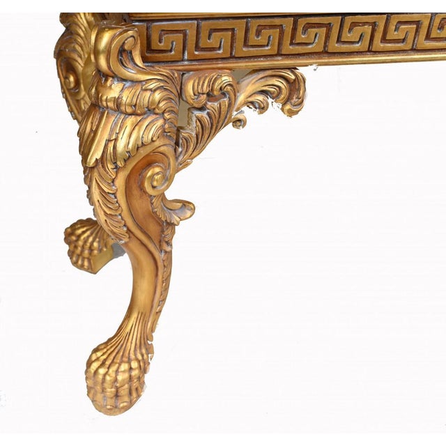 Baroque Baroque Italian Gilt Console Table in Breccia Marble For Sale - Image 3 of 11