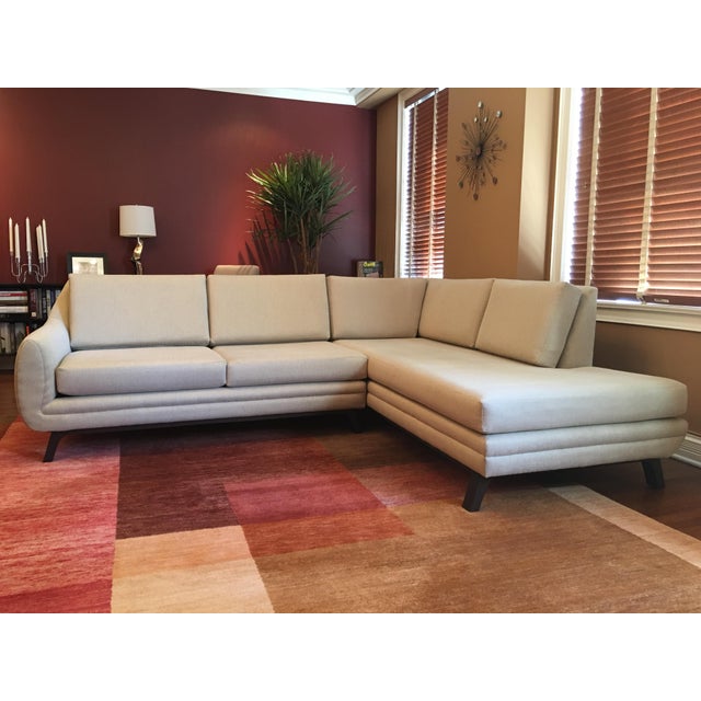 Joybird MidCentury Style Right Side Sectional & Ottoman Chairish