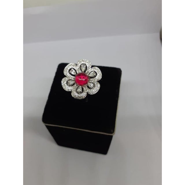 Natural Diamond Ruby with 1.90 Carats Diamond & Ruby 3.50 Carats in 18k Gold For Sale - Image 4 of 6