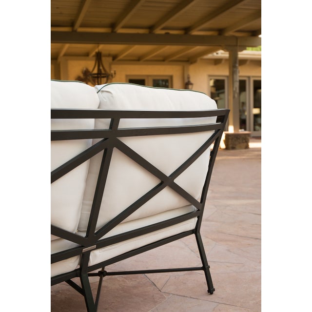 Brown Jordan Venetian Right Arm Loveseat, Dove frame with Fusion Dove fabric For Sale - Image 10 of 11