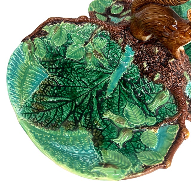 A George Jones Majolica Rustic Server, Squirrel With Nut, English, Ca. 1873 For Sale - Image 6 of 15