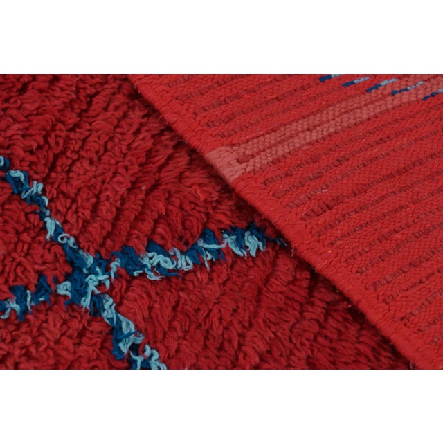 Textile Vintage Moroccan Runner in Red With Blue Diamond Medallions, From Rug & Kilim For Sale - Image 7 of 7