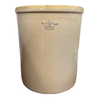 Vintage Robinson Ransbottom 10 Gallon Stoneware Blue Crown Crock Made in the u.s.A. For Sale