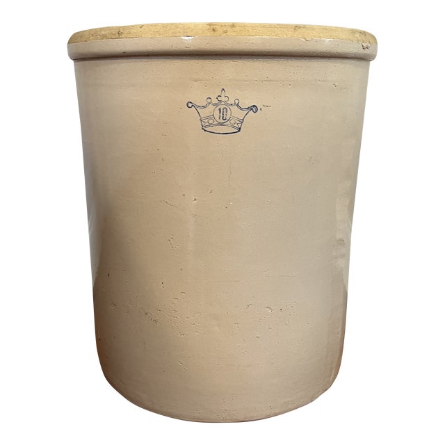 Vintage Robinson Ransbottom 10 Gallon Stoneware Blue Crown Crock Made in the u.s.A. For Sale