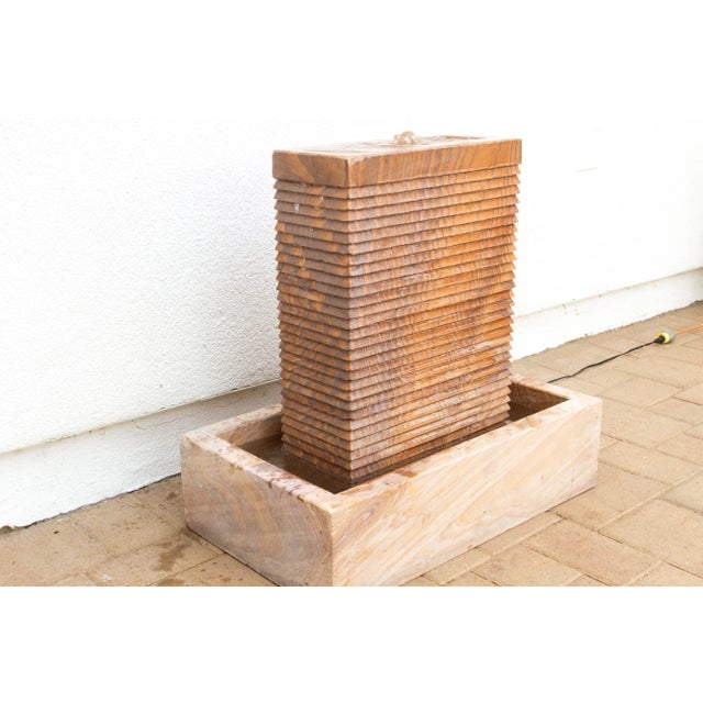 Sand Handcarved Sandstone Modern Waterfall Fountain For Sale - Image 8 of 10