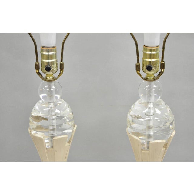 Mid 20th Century Mid 20th Century Vintage Art Deco Style Acrylic Lucite Sphere Tapered Table Lamps - A Pair For Sale - Image 5 of 12