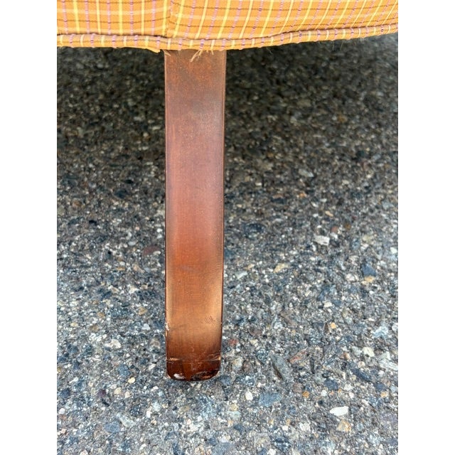 Camel Vintage Silk Plaid Slipper Chair With Caster Wheels For Sale - Image 8 of 11