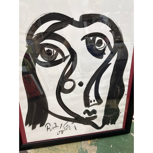 Abstract Peter Keil Original Abstract Black and White Portrait Painting For Sale - Image 3 of 7