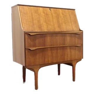 1960s Mid Century Modern Vintage Teak Secretaire Desk by S Form Danish Style For Sale