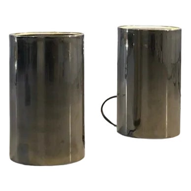 Cylindrical Corfou Table Lamps from Saint-Germain Lumière, France, 1980s, Set of 2 For Sale